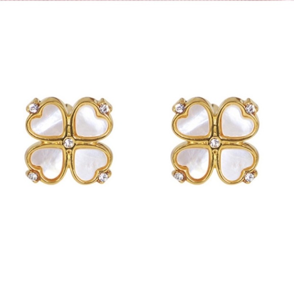 KATE SPADE • MOTHER OF PEARL CLOVER • STUD EARRINGS - Picture 3 of 5